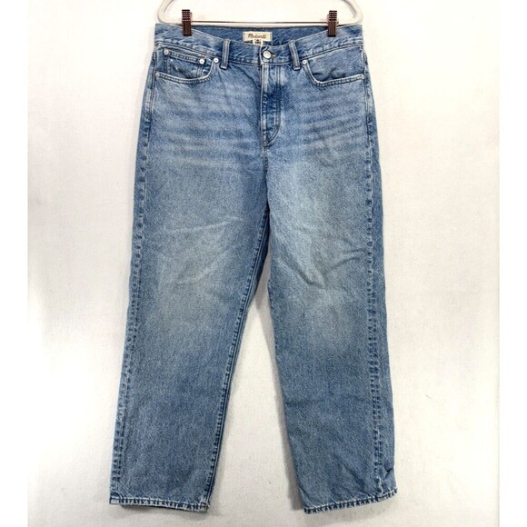 Madewell Jeans Women 29 Low-Slung Straight Leg Blue Denim 100% Cotton Relaxed - Picture 1 of 13